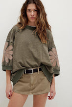 Load image into Gallery viewer, Breen Mineral Wash Flower Patched Top