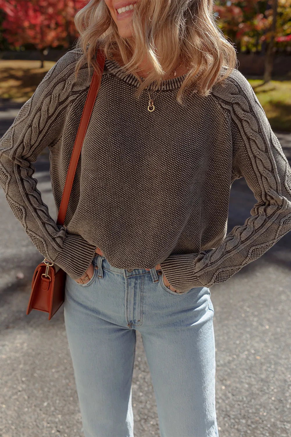 Contrast Cable Sweater