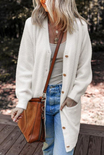 Fuzzy Button Cardigan