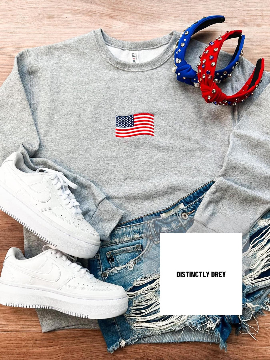 USA Embroidery Flag Sweatshirt