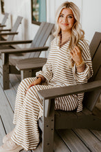 Load image into Gallery viewer, Khaki Stripe Collar Lounge Set