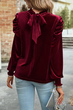 Load image into Gallery viewer, Velvet Tie Back Blouse
