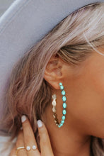 Load image into Gallery viewer, Turquoise C Shape Hoops