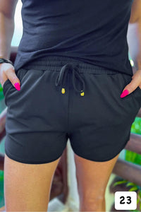 2023 Emily Drawstring Shorts- L & XL Charcoal, Black
